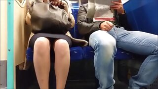 amateur Morning Upskirt on Train hidden cam upskirt