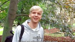 bareback (gay) Twink Blonde On His Way Home When He Bumps Into A Guy Who Wants His Dick Fucked And Pay At The Same Time - BigStr big cock (gay) blowjob (gay)